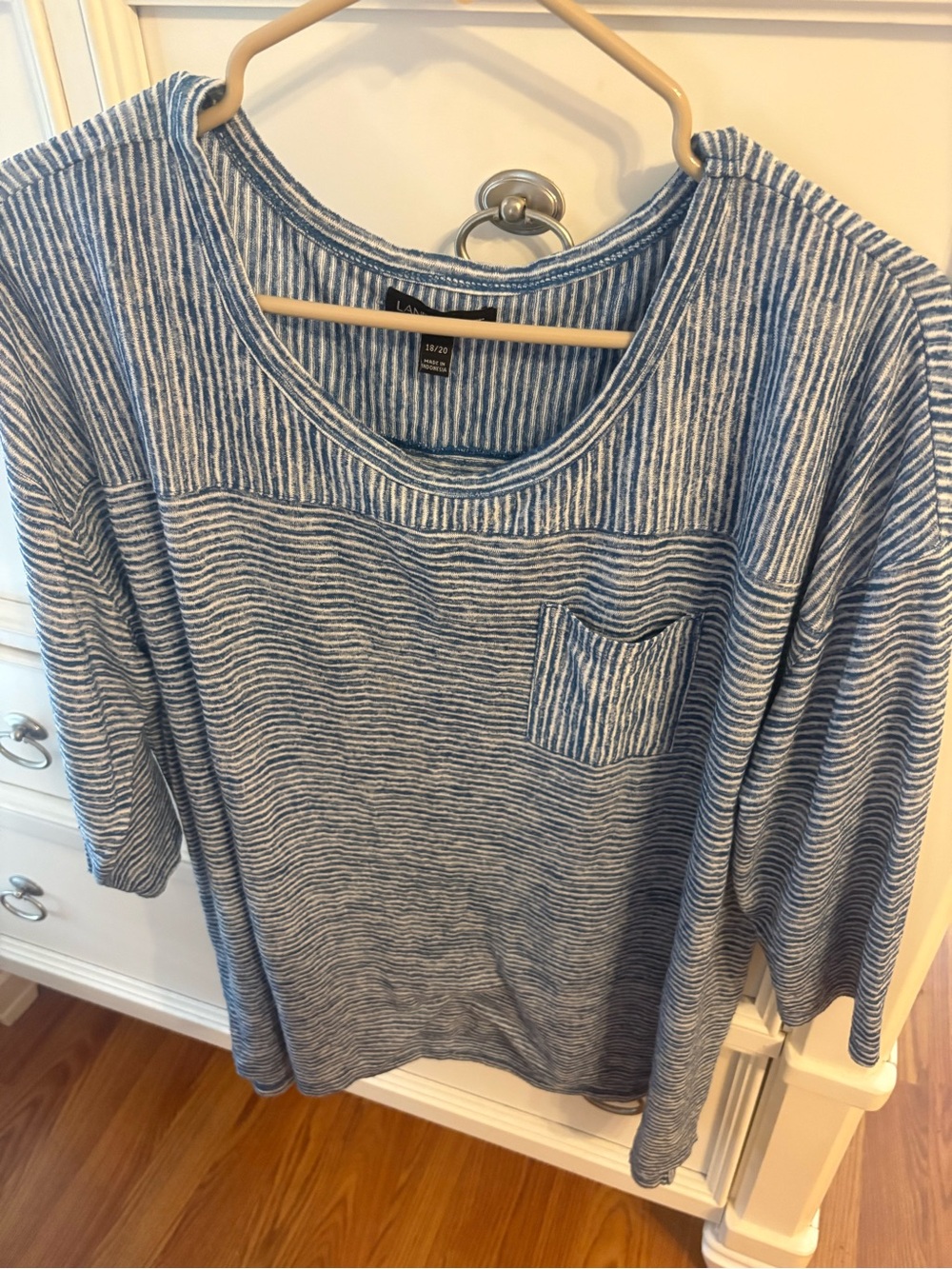 Lane Bryant Blue & White Striped Knit Top